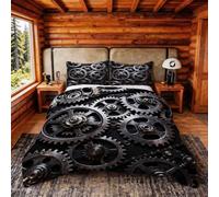 Leichong Funda Nordica Cama 180 Engranaje Metálico Funda edredon Engranaje Reversible 3D Funda Nórdica 260x240 Funda Nordica de Microfibra Suave con Cremallera