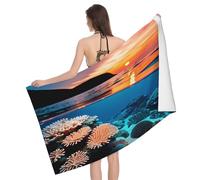 Leichong Toalla de Playa Amanecer Grande de Microfibra Hombre Mujer, Toallas Playa Bajo El Mar Secado Rápido, Absorbente Toalla Baño 80 x 160 cm