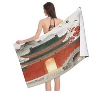 Leichong Toalla de Playa Arquitectura China Grande de Microfibra Hombre Mujer, Toallas Playa Estilo Chino Secado Rápido, Absorbente Toalla Baño 80 x 160 cm