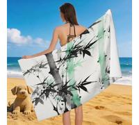 Leichong Toalla de Playa Bambú Tinta China Grande de Microfibra Hombre Mujer, Toallas Playa Estética Oriental Secado Rápido, Absorbente Toalla Baño 100 x 200 cm