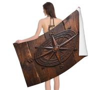 Leichong Toalla de Playa Brújula Retro Grande de Microfibra Hombre Mujer, Toallas Playa Estilo Vintage Secado Rápido, Absorbente Toalla Baño 80 x 160 cm