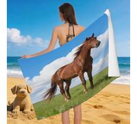 Leichong Toalla de Playa Caballo de Las Praderas Grande de Microfibra Hombre Mujer, Toallas Playa Granja Secado Rápido, Absorbente Toalla Baño 90 x 180 cm