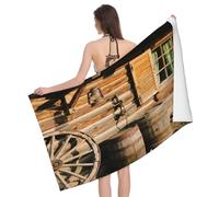 Leichong Toalla de Playa Cabaña de Madera Vintage Grande de Microfibra Hombre Mujer, Toallas Playa Estilo Pastoral Secado Rápido, Absorbente Toalla Baño 100 x 200 cm