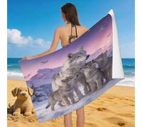 Leichong Toalla de Playa Diseño de Lobo de Microfibra Hombre Mujer, Toallas Playa Dibujos Animados Animals Secado Rápido, Absorbente Toalla Baño 70 x 140 cm