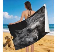 Leichong Toalla de Playa Diseño de Lobo de Microfibra Hombre Mujer, Toallas Playa Parejas Secado Rápido, Absorbente Toalla Baño 70 x 140 cm