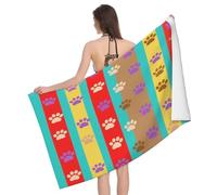 Leichong Toalla de Playa Huellas de Garras Grande de Microfibra Hombre Mujer, Toallas Playa Multicolor Secado Rápido, Absorbente Toalla Baño 80 x 160 cm