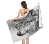 Leichong Toalla de Playa Lobo Estampado Grande de Microfibra Hombre Mujer, Toallas Playa Dibujos Animados Secado Rápido, Absorbente Toalla Baño 90 x 180 cm