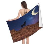 Leichong Toalla de Playa Montañas Grande de Microfibra Hombre Mujer, Toallas Playa Lobo y Montaña Secado Rápido, Absorbente Toalla Baño 80 x 160 cm