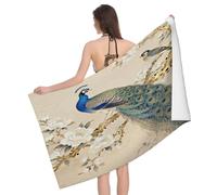Leichong Toalla de Playa Pavo Real Azul de Microfibra Hombre Mujer, Toallas Playa Diseño Floral Secado Rápido, Absorbente Toalla Baño 70 x 140 cm