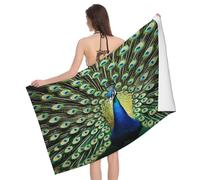 Leichong Toalla de Playa Pavo Real Grande de Microfibra Hombre Mujer, Toallas Playa Minimalista Secado Rápido, Absorbente Toalla Baño 100 x 200 cm