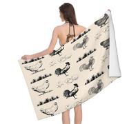 Leichong Toalla de Playa Pollo de Granja de Microfibra Hombre Mujer, Toallas Playa Dibujos Animados Secado Rápido, Absorbente Toalla Baño 70 x 140 cm