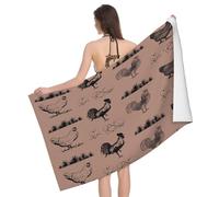 Leichong Toalla de Playa Pollo de Granja Grande de Microfibra Hombre Mujer, Toallas Playa Estilo Granja Secado Rápido, Absorbente Toalla Baño 100 x 200 cm