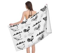 Leichong Toalla de Playa Pollo de Granja Grande de Microfibra Hombre Mujer, Toallas Playa Estilo Granja Secado Rápido, Absorbente Toalla Baño 100 x 200 cm