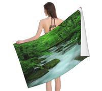 Leichong Toalla de Playa Río del Bosque Grande de Microfibra Hombre Mujer, Toallas Playa Amante de la Naturaleza Secado Rápido, Absorbente Toalla Baño 90 x 180 cm