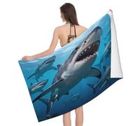 Leichong Toalla de Playa Tiburón de Microfibra Hombre Mujer, Toallas Playa Animales Marinos Marinos Secado Rápido, Absorbente Toalla Baño 70 x 140 cm