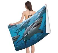 Leichong Toalla de Playa Tiburón Grande de Microfibra Hombre Mujer, Toallas Playa Animales Marinos Marinos Secado Rápido, Absorbente Toalla Baño 100 x 200 cm