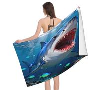 Leichong Toalla de Playa Tiburón Grande de Microfibra Hombre Mujer, Toallas Playa Arrecifes de Coral Secado Rápido, Absorbente Toalla Baño 90 x 180 cm