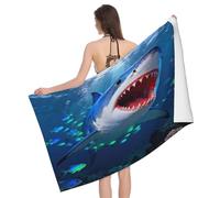 Leichong Toalla de Playa Tiburón Grande de Microfibra Hombre Mujer, Toallas Playa Banco de Peces Secado Rápido, Absorbente Toalla Baño 90 x 180 cm