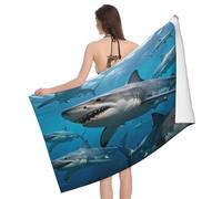 Leichong Toalla de Playa Tiburón Grande de Microfibra Hombre Mujer, Toallas Playa El Mundo Submarino Secado Rápido, Absorbente Toalla Baño 100 x 200 cm