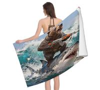 Leichong Toalla de Playa Tiburón Grande de Microfibra Hombre Mujer, Toallas Playa Tiburón Secado Rápido, Absorbente Toalla Baño 90 x 180 cm