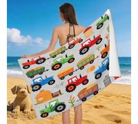 Leichong Toalla de Playa Tractor de Dibujos Animados Grande de Microfibra Hombre Mujer, Toallas Playa Granja Secado Rápido, Absorbente Toalla Baño 90 x 180 cm