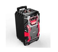 LEICKE Altavoz Bluetooth DJ Roxxx | Altavoz de Fiesta Portátil, con USB, Bluetooth, Entrada Auxiliar, Radio FM, Guitarras y conexión de micrófono para Karaoke, Caja de música con iluminación LED