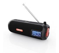 LEICKE Dab+ Radio Tube - Altavoz portátil Bluetooth con Dab+/FM, batería de 4500 mAh, Luces LED RGB, Sonido estéreo de 10 W, Ecualizador, Carga USB-C, Conector Micro SD/AUX, Funcionamiento con Red y