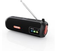 LEICKE DAB+ Radio Tube - Altavoz portátil Bluetooth con DAB+/FM, batería de 4500 mAh, luces LED RGB, sonido estéreo de 10 W, ecualizador, carga USB-C, conector micro SD/AUX, funcionamiento con red y