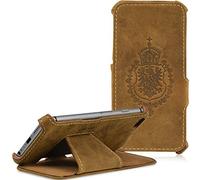 LEICKE MANNA - Funda de piel Nobuck 'Vintage' genuina para iPhone 6 y 6s 4.7" pulgadas, color marrón