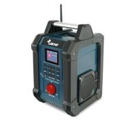 LEICKE Radio de Obra Resistente con Dab+, FM, Bluetooth, AUX, batería integrada de 4000 mAh, Altavoces de 2 × 15 W y Pantalla LCD de 2,4”