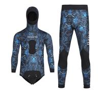 LEIDIMUS Azul,L,Traje de Pesca Submarina de Neopreno 1,5 mm con Capucha - Traje de Buceo de 2 Piezas con Manga Larga y Almohadilla en el Pecho - Ideal para Apnea en Aguas Frías