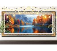 LeiDong Arce 5D Kit de Diamond Painting, DIY Pintura de Diamante Adultos, Río Arte de Diamantes para Pintar por Números, Dibujos con Mosaicos de Cristal para Decoración de Pared (30x60cm) 61F-9572