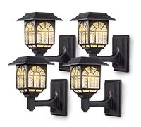 LeiDrail Luz Solar Exterior Focos LED Solares Impermeable Aplique Lámpara para Jardín Patio Entrada Garaje Terraza - 4 Paquetes