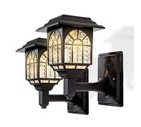 LeiDrail Luz Solar Exterior Focos LED Solares Impermeable Aplique Lámpara para Jardín Patio Entrada Garaje Terraza - 2 Paquetes