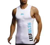 Leif Nelson Camiseta del Deporte Gimnasio Fitness Los Hombres de la Camiseta LN-8283 Blanco De La Turquesa Small