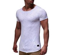 Leif Nelson Camiseta para Hombre con Cuello Redondo LN-6281 Blanco Small