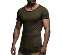 Leif Nelson Camiseta para Hombre con Cuello Redondo LN-6281 Caqui Medium