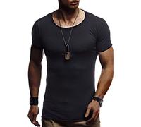 Leif Nelson Camiseta para Hombre con Cuello Redondo LN-6281 Negro Large