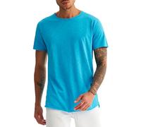 Leif Nelson Camiseta para Hombre con Cuello Redondo LN-6281 Turquesa Large