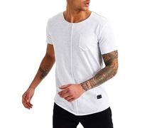 Leif Nelson Camiseta para Hombre con Cuello Redondo LN-6288 Blanco Large