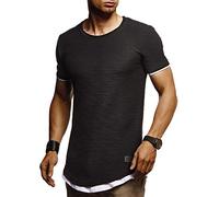 Leif Nelson Camiseta para Hombre con Cuello Redondo LN-8223 Negro Large