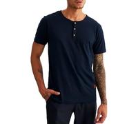 Leif Nelson Camiseta para Hombre con Cuello Redondo LN-8280 Azul Oscuro Large