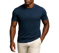 Leif Nelson Camiseta para Hombre con Cuello Redondo LN-8318 Azul X-Large