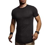 Leif Nelson Camiseta para Hombre con Cuello Redondo LN-8331 Negro X-Large