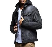 Leif Nelson chaqueta con capucha chaqueta de mezclilla de los hombres LN-5240 Antracita Medium
