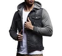 Leif Nelson chaqueta con capucha chaqueta de mezclilla de los hombres LN-5615 Antracita Large