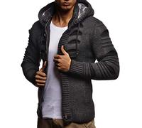 Leif Nelson Hombres Chaqueta de Punto Chaqueta de la Capilla LN-5605 Antracita Negro Small
