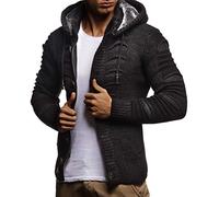 Leif Nelson Hombres Chaqueta de Punto Chaqueta de la Capilla LN-5605 Antracita Negro XX-Large