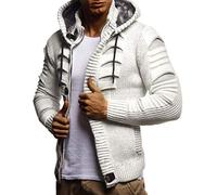 Leif Nelson Hombres Chaqueta de Punto Chaqueta de la Capilla LN-5605 Crudo Gris Large