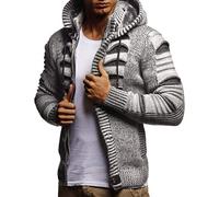 Leif Nelson Hombres Chaqueta de Punto Chaqueta de la Capilla LN-5605 Gris Negro Medium
